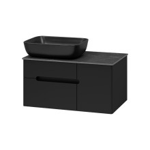 Роял - 80 Тумба подвесная с 2 ящ. черный / столешница / раковина