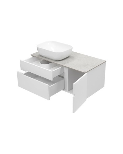 Роял -100 Тумба подвесная с 2 ящ. белый / столешница / раковина