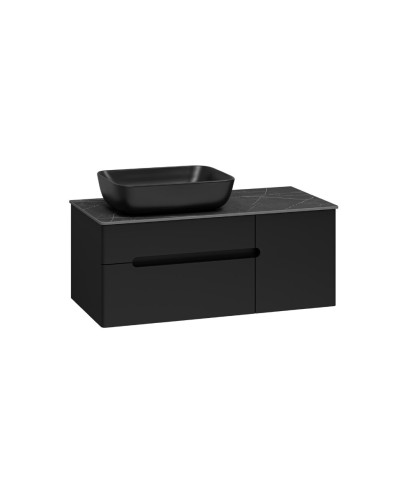 Роял -100 Тумба подвесная с 2 ящ. черный / столешница / раковина