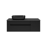 Роял -120 Тумба подвесная с 2 ящ. черный / столешница / раковина