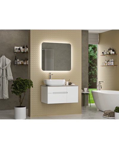 Роял - 80 Тумба подвесная с 2 ящ. белый / столешница / раковина