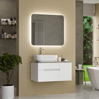 Роял - 80 Тумба подвесная с 2 ящ. белый / столешница / раковина