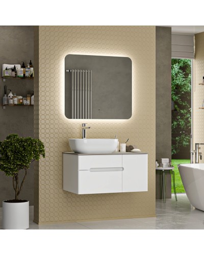 Роял - 80 Тумба подвесная с 2 ящ. белый / столешница / раковина