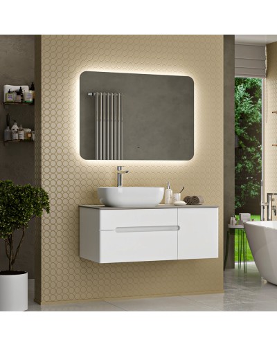 Роял -100 Тумба подвесная с 2 ящ. белый / столешница / раковина