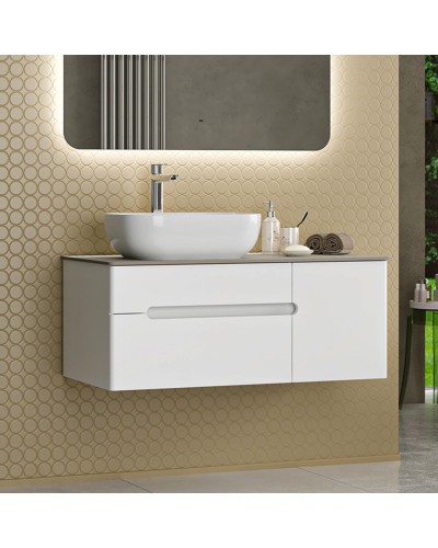 Роял -100 Тумба подвесная с 2 ящ. белый / столешница / раковина