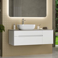 Роял -120 Тумба подвесная с 2 ящ. белый / столешница / раковина