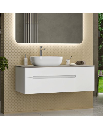 Роял -120 Тумба подвесная с 2 ящ. белый / столешница / раковина