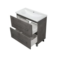 Марта - 80 Тумба напольная темный бетон / раковина