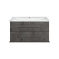 Марта -100 Тумба подвесная 2 ящ. темный бетон / раковина