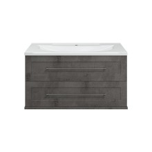 Марта -100 Тумба подвесная 2 ящ. темный бетон / раковина