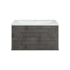 Марта -100 Тумба подвесная 2 ящ. темный бетон / раковина