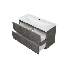 Марта -100 Тумба подвесная 2 ящ. темный бетон / раковина