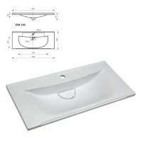 Марта -100 Тумба подвесная 2 ящ. темный бетон / раковина