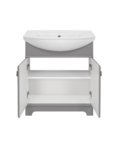 Лувр - 85 Тумба напольная, серая / раковина