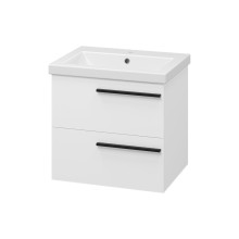 Ненси - 60 Тумба подвесная 2 ящ белая мат. эмаль / раковина