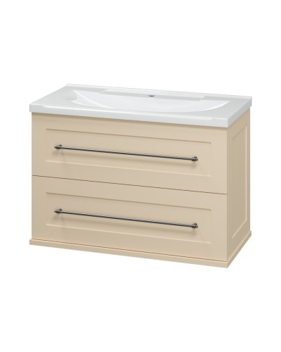 Марта - 80 Тумба подвесная 2 ящ. бежевый (эмаль) / раковина