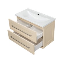 Марта - 80 Тумба подвесная 2 ящ. бежевый (эмаль) / раковина