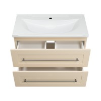 Марта - 80 Тумба подвесная 2 ящ. бежевый (эмаль) / раковина