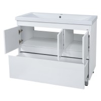 Алиса - 90 тумба 1 ящ. напольная белая эмаль / раковина
