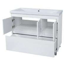 Алиса - 90 тумба 1 ящ. напольная белая эмаль / раковина