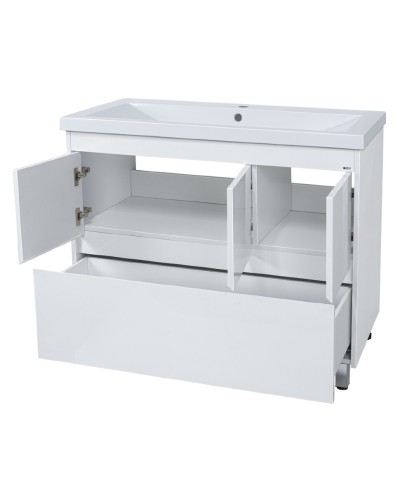 Алиса - 90 тумба 1 ящ. напольная белая эмаль / раковина