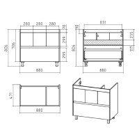 Алиса - 90 тумба 1 ящ. напольная белая эмаль / раковина