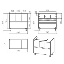 Алиса - 90 тумба 1 ящ. напольная белая эмаль / раковина