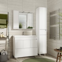 Алиса - 90 тумба 1 ящ. напольная белая эмаль / раковина