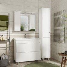 Алиса - 90 тумба 1 ящ. напольная белая эмаль / раковина