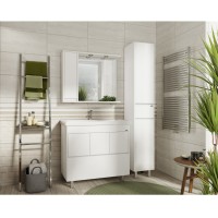 Алиса - 90 тумба 1 ящ. напольная белая эмаль / раковина