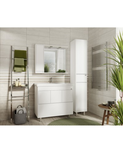 Алиса - 90 тумба 1 ящ. напольная белая эмаль / раковина