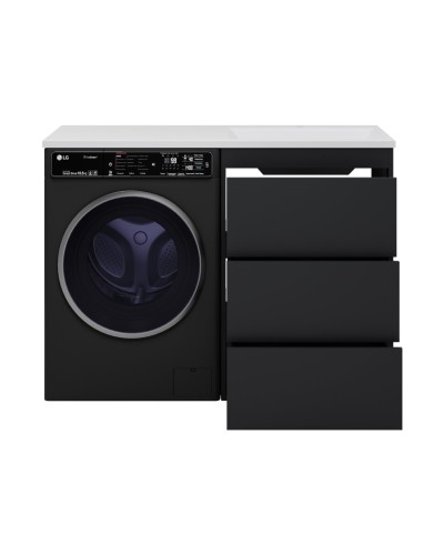 GRAFIT - 60 Тумба напольная 3 ящ. Графит под стиральную машину / раковина Даллас 130 правая