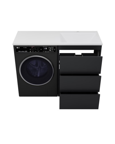 GRAFIT - 60 Тумба напольная 3 ящ. Графит под стиральную машину / раковина Даллас 130 правая