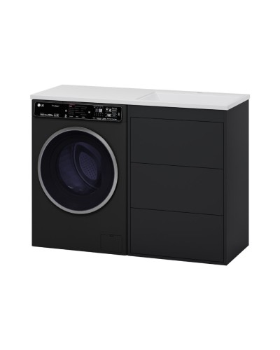 GRAFIT - 60 Тумба напольная 3 ящ. Графит под стиральную машину / раковина Даллас 130 правая