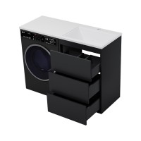 GRAFIT - 60 Тумба напольная 3 ящ. Графит под стиральную машину / раковина Даллас 130 правая