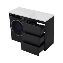 GRAFIT - 60 Тумба напольная 3 ящ. Графит под стиральную машину / раковина Даллас 130 правая