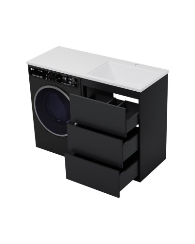 GRAFIT - 60 Тумба напольная 3 ящ. Графит под стиральную машину / раковина Даллас 130 правая