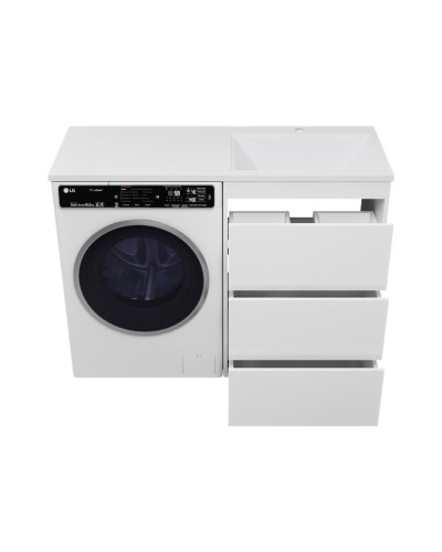 GRAFIT - 60 Тумба напольная 3 ящ. БЕЛАЯ под стиральную машину / раковина Даллас 120  правая