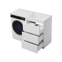GRAFIT - 60 Тумба напольная 3 ящ. БЕЛАЯ под стиральную машину / раковина Даллас 120  правая