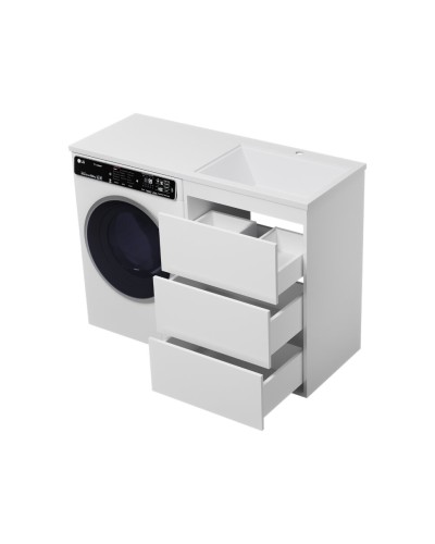 GRAFIT - 60 Тумба напольная 3 ящ. БЕЛАЯ под стиральную машину / раковина Даллас 120  правая