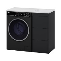 GRAFIT - 40 Тумба напольная 3 ящ. Графит под стиральную машину / раковина Камилла левая