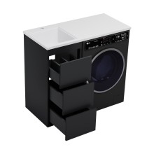 GRAFIT - 40 Тумба напольная 3 ящ. Графит под стиральную машину / раковина Камилла левая