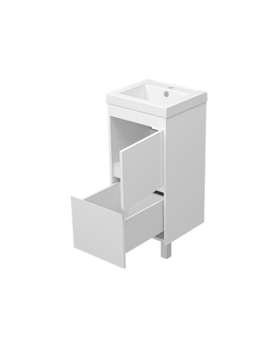 Алиса - 40 тумба 1 ящ. напольная белая эмаль / раковина