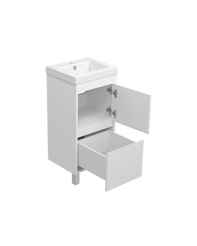 Алиса - 40 тумба 1 ящ. напольная белая эмаль / раковина