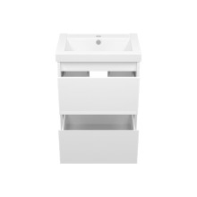 Алиса - 50 тумба 2 ящ. подвесная белая эмаль / раковина