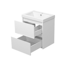 Алиса - 50 тумба 2 ящ. подвесная белая эмаль / раковина