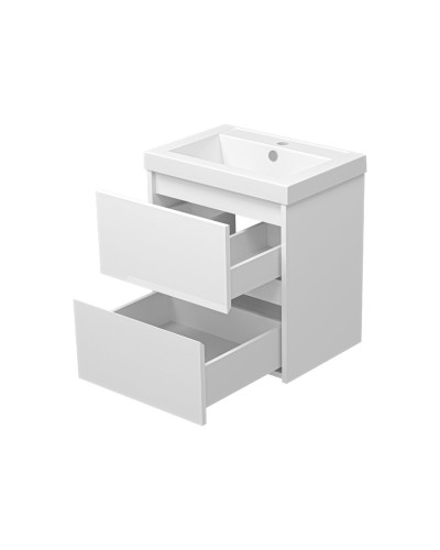 Алиса - 50 тумба 2 ящ. подвесная белая эмаль / раковина