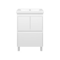 Алиса - 58 тумба 1 ящ. напольная белая эмаль / раковина