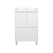 Алиса - 58 тумба 1 ящ. напольная белая эмаль / раковина