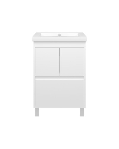 Алиса - 58 тумба 1 ящ. напольная белая эмаль / раковина